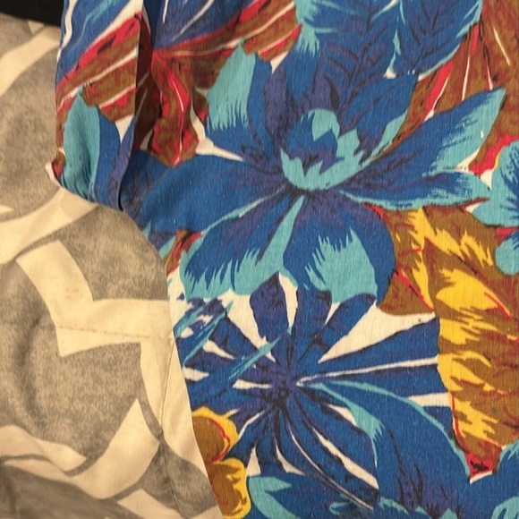 Vintage Hawaiian Shirt Button Down Blue & Brown Sz Small - Picture 9 of 10